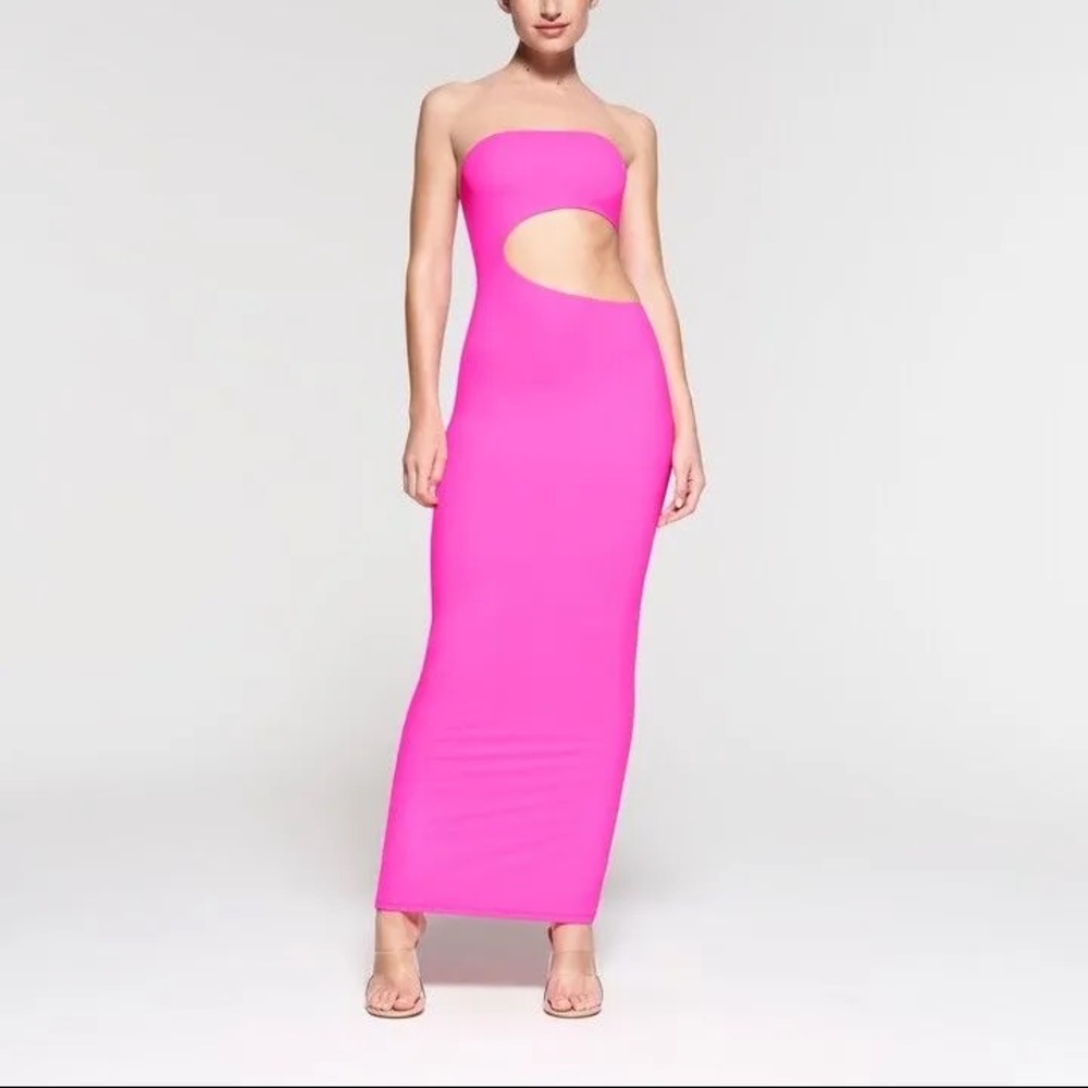 Skims neon pink cutout maxi dress